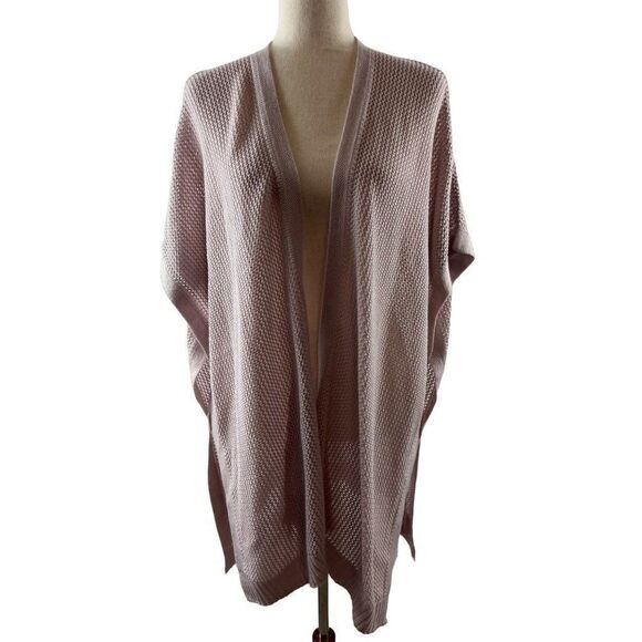 LOFT Outlet Open Knit Wool Blend Oversized Ruana Cardigan Size M/L Pink NWT - Picture 1 of 7